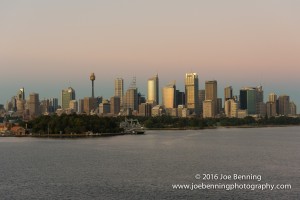 Photo of the Sydney skyline as day breaks