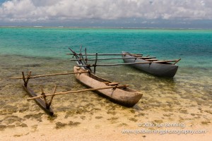 Canoes on shore in the South Pacific