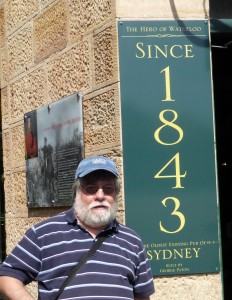Joe in front of Sydney's Oldest Pub, in the Rocks
