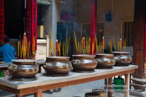 Photo of burning incense in a Buddhist Temple in Saigon, Viet Nam