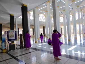pavilion at the national mosque; visitors can borrow lavender burkas and black headscarves if they wish to visit the mosque (without shoes)
