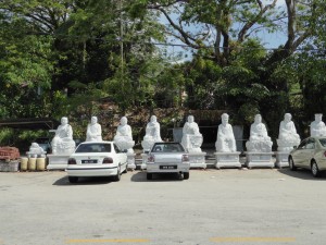just a few of the parking lot Buddhas at Kek Lok Si Temple (looks like a baby Buddha on the far left)