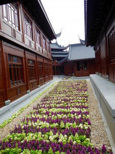 a garden tucked into the temple's free space