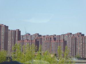 one of the many housing clusters on the road into Beijing from the port