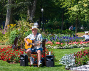 Busker in Halifax Public Gardens