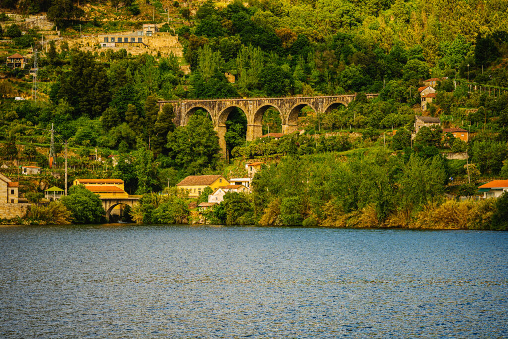 Historic Stone Railway Bridge Over Portuguese River