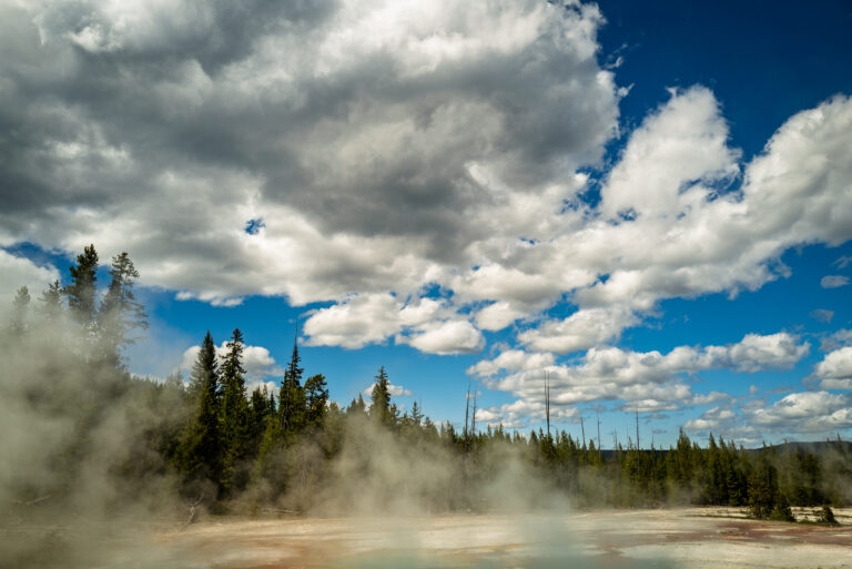 Steam Rises Above Turquoise Pool West Thumb Geyser Basin